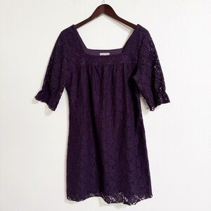 Velvet Torch Lace Shift Dress Purple